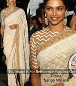 Deepika padukone Cream embroidered Georgette saree with blouse
