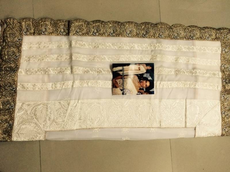 Deepika padukone Cream embroidered Georgette saree with blouse