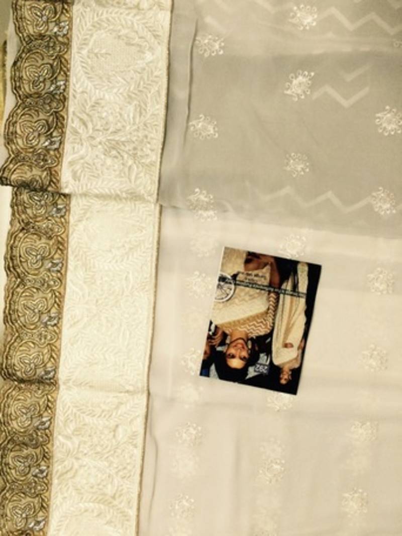Deepika padukone Cream embroidered Georgette saree with blouse