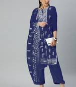 Blue embroidered organza salwar