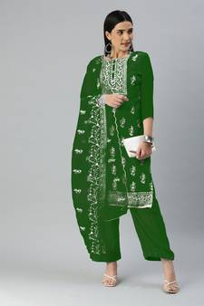 Green embroidered organza salwar