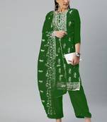 Green embroidered organza salwar