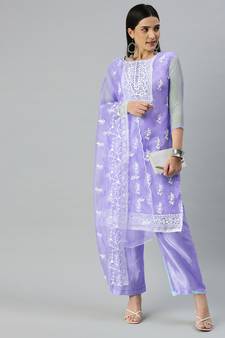 Purple embroidered organza salwar