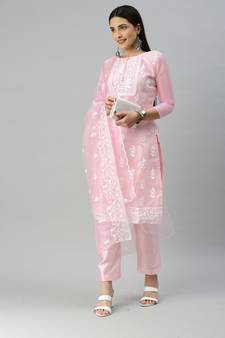 Pink embroidered organza salwar