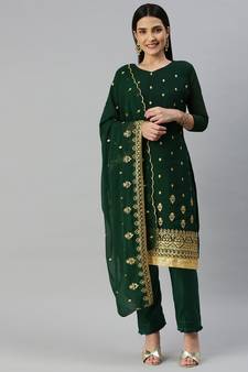 Green embroidered georgette salwar