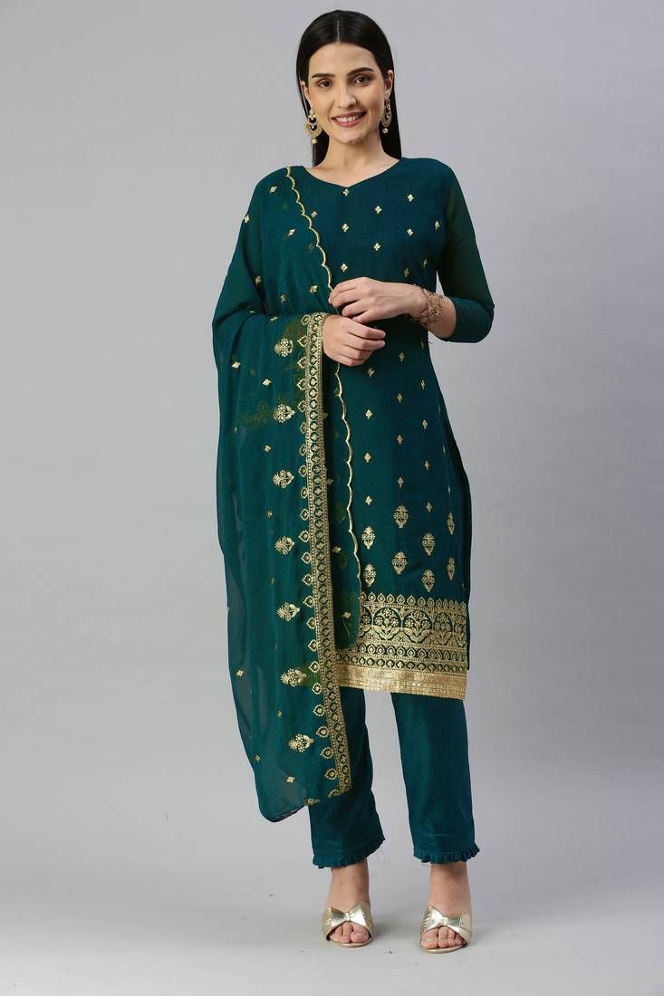 Multicolor embroidered georgette salwar