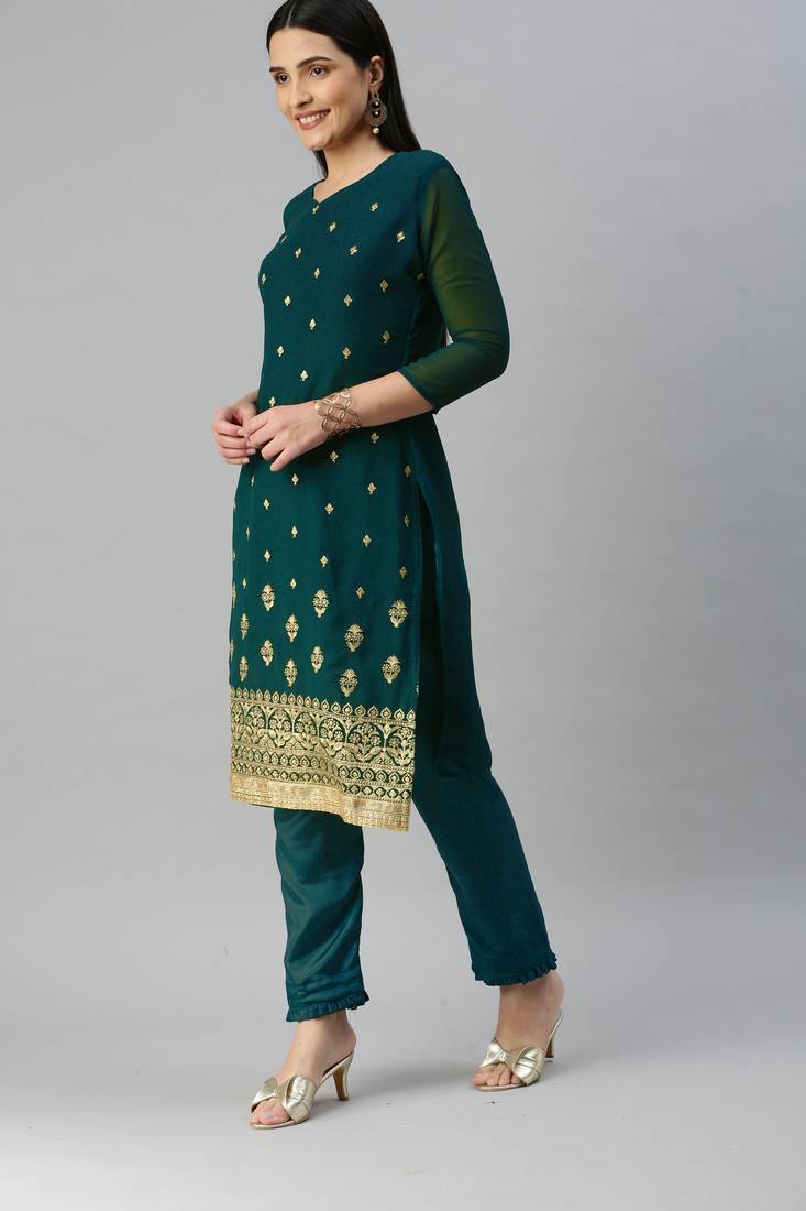 Multicolor embroidered georgette salwar