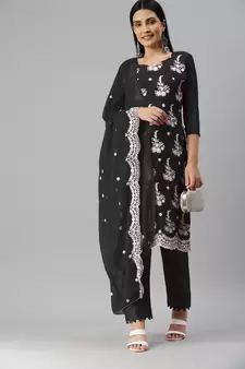 Black embroidered georgette salwar