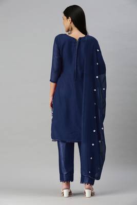Blue embroidered georgette salwar 3