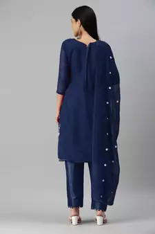 Blue embroidered georgette salwar