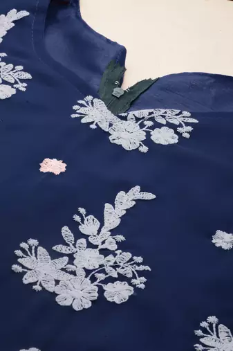 Blue embroidered georgette salwar