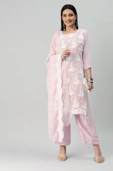 Pink embroidered georgette salwar