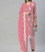 Pink embroidered georgette salwar