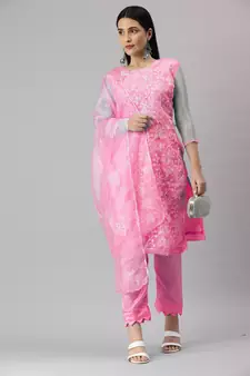 Pink embroidered organza salwar