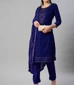 Blue embroidered cotton salwar