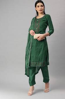 Green embroidered cotton salwar