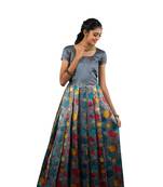 Shivangi Girls Grey Zinnaiah Cluster Long Gown