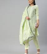Green embroidered cotton salwar