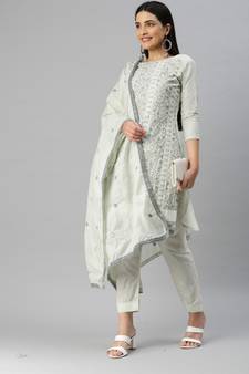 Grey embroidered cotton salwar