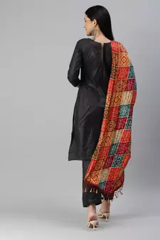 Black embroidered cotton salwar