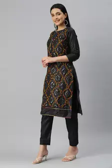 Black embroidered cotton salwar
