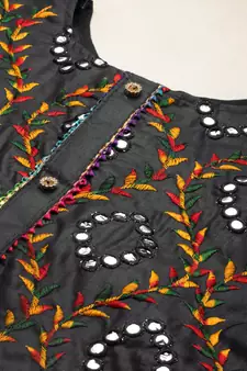 Black embroidered cotton salwar