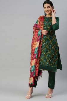Green embroidered cotton salwar