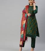 Green embroidered cotton salwar