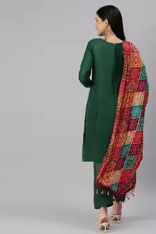 Green embroidered cotton salwar