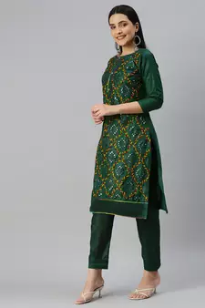 Green embroidered cotton salwar