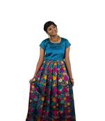 Shivangi Girls Navy Blue Zinnaiah Cluster Long Gown