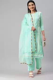 Green embroidered cotton salwar