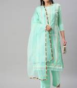 Green embroidered cotton salwar