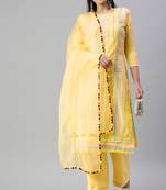Yellow embroidered cotton salwar
