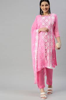 Pink embroidered georgette salwar
