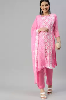 Pink embroidered georgette salwar