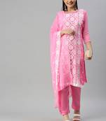 Pink embroidered georgette salwar