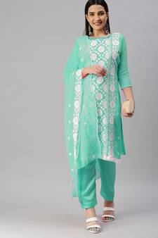 Green embroidered georgette salwar