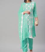 Green embroidered georgette salwar