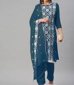 Blue embroidered georgette salwar