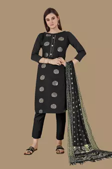Black woven cotton salwar