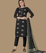 Black woven cotton salwar