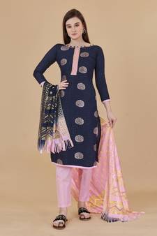 Blue woven cotton salwar