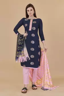 Blue woven cotton salwar