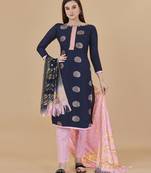 Blue woven cotton salwar