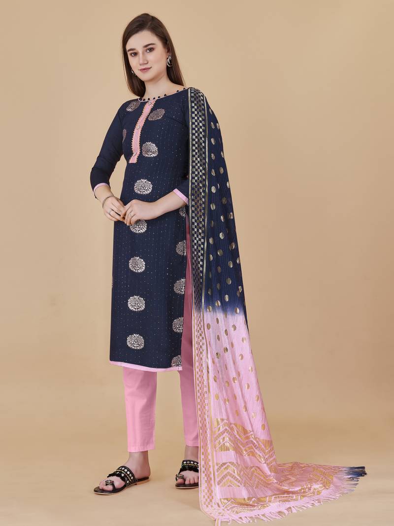 Blue woven cotton salwar