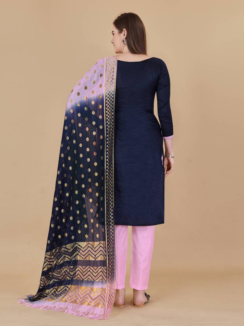 Blue woven cotton salwar
