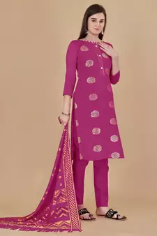 Multicolor woven cotton salwar