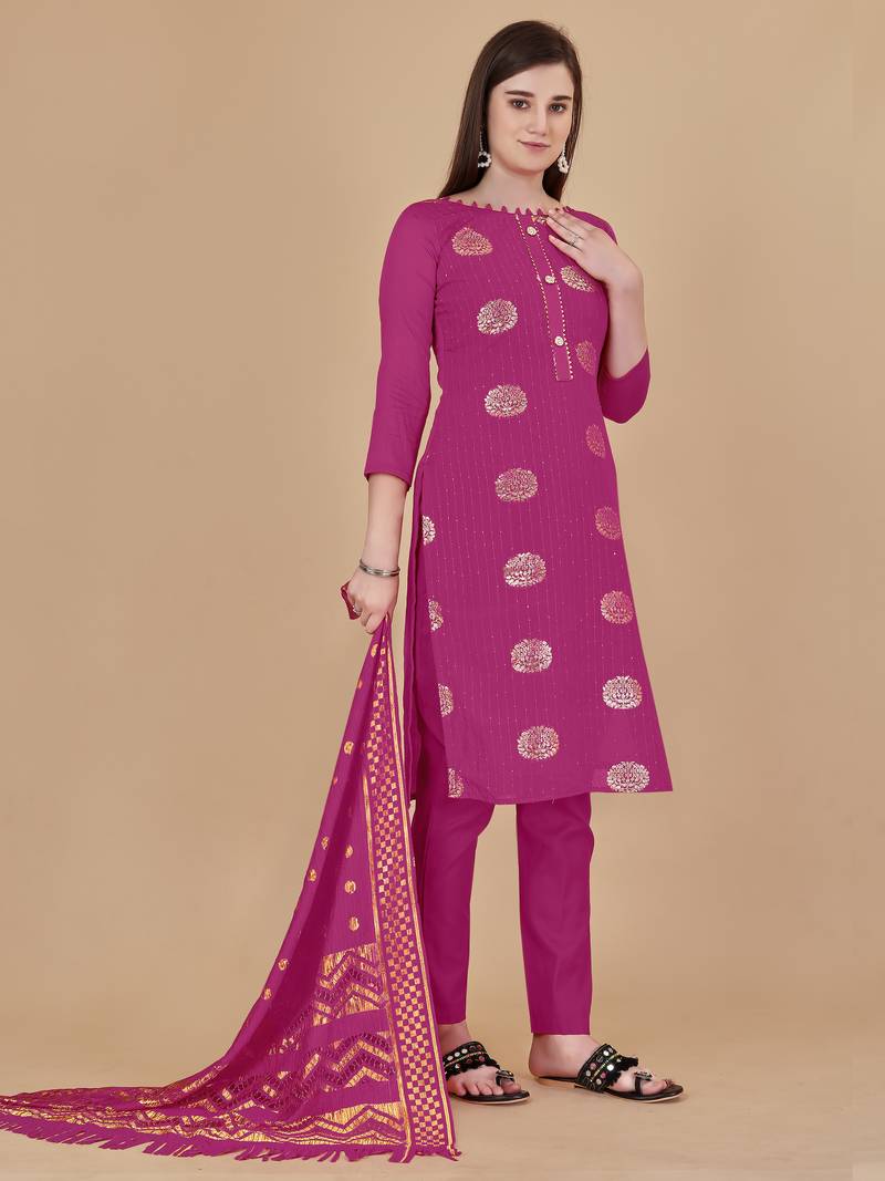 Multicolor woven cotton salwar