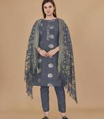 Grey woven cotton salwar
